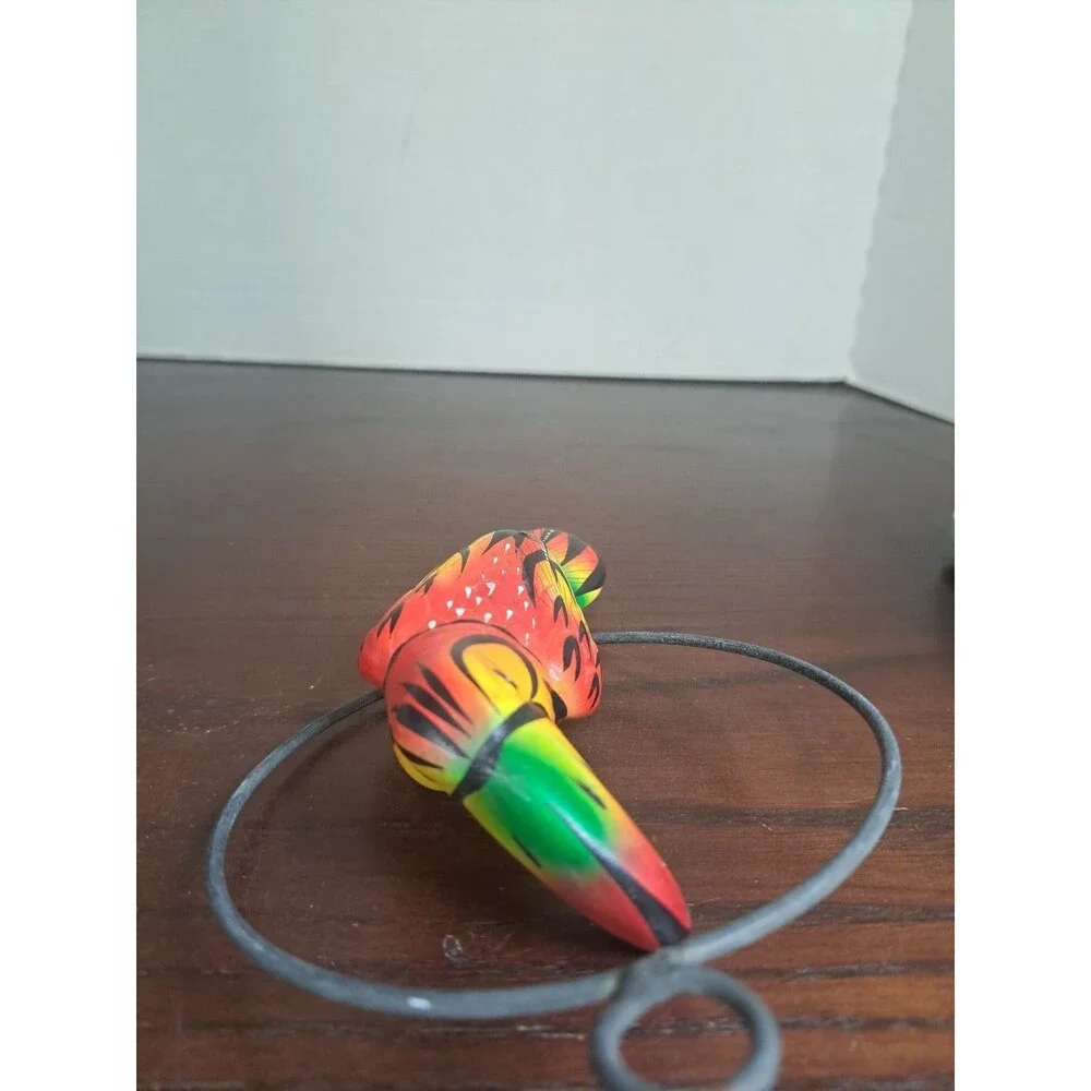 Vintage Mexican Folk Art Pottery Hand Painted Hanging Toucan 5